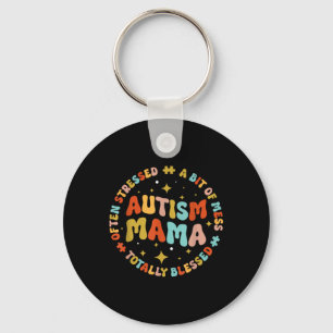 Autism Mama Groovy Autism Awareness Inspirational Key Ring