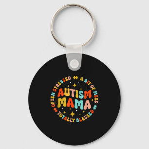 Autism Mama Groovy Autism Awareness Inspirational Key Ring