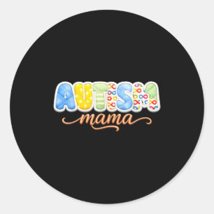 Autism mama proud autism mom awareness and classic round sticker