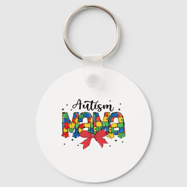Autism Mama - Puzzle Piece Mum Support  Key Ring (Front)