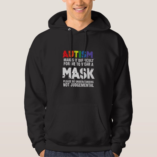 Autism Mask Tolerance Autistic Awareness Ribbon Pu Hoodie (Front)