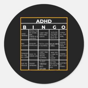 Autism Mental Health Awareness Day Adhd Bingo Funn Classic Round Sticker