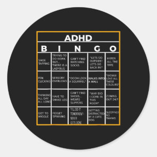 Autism Mental Health Awareness Day Adhd Bingo Funn Classic Round Sticker