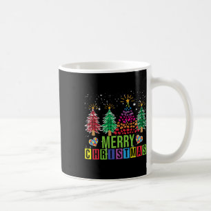Autism Merry Christmas Tree Buffalo Plaid Matching Coffee Mug