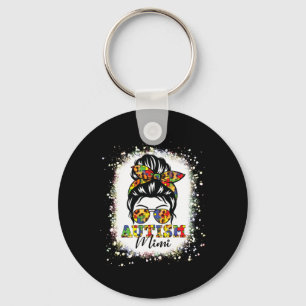 Autism Mimi Life Messy Bun Bleached Mothers Day Au Key Ring