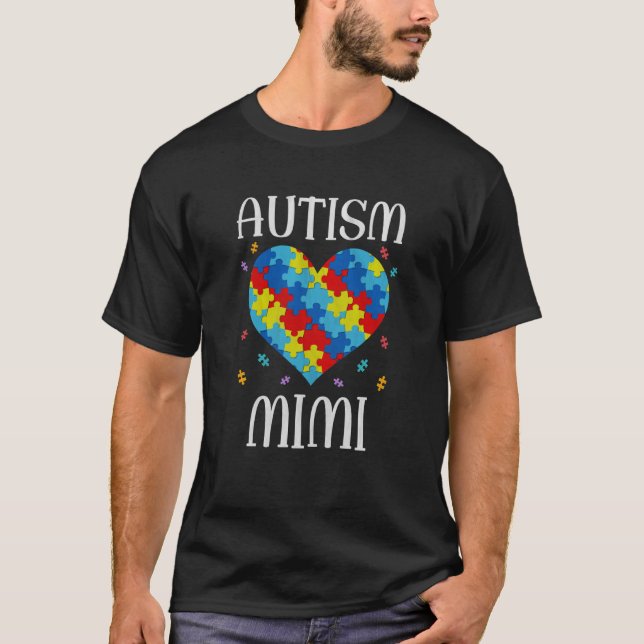 Autism Mimi Matching Family Heart Autism Awareness T-Shirt (Front)