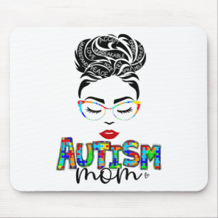 autism mom child messy bun awareness april and mot mouse pad