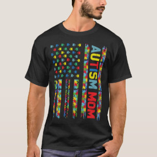 Autism Mom Child US Flag Puzzle Awareness Choose K T-Shirt