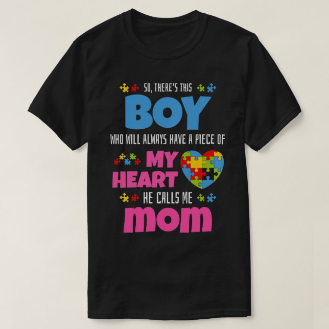 Autism Mom He Has My Heart Autistic Son Pullover  (Design Front)