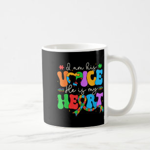 Autism Mom I'm His Voice He Is My Heart Autism Awa Coffee Mug