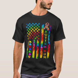 Autism Mom Life US American Flag Women Mama Mother T-Shirt