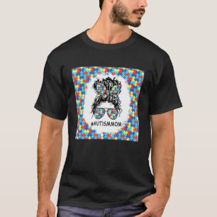 Autism Mom Messy Bun Tumbler Autism Awareness T-Shirt