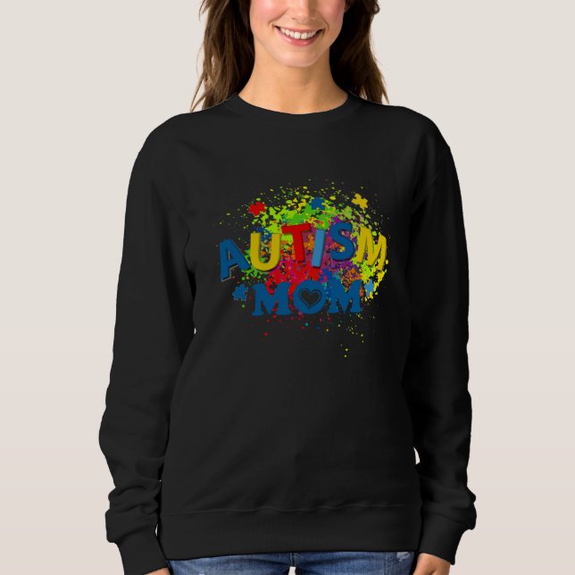 Autism Mom Mother Sunflower Puzzle Piece Autism Aw Sweatshirt (Front)