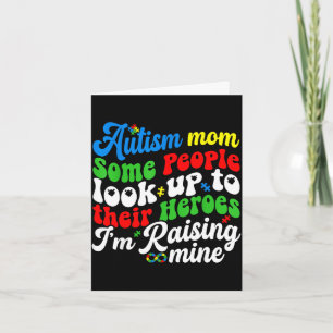 Autism mom raising my hero groovy retro puzzle card