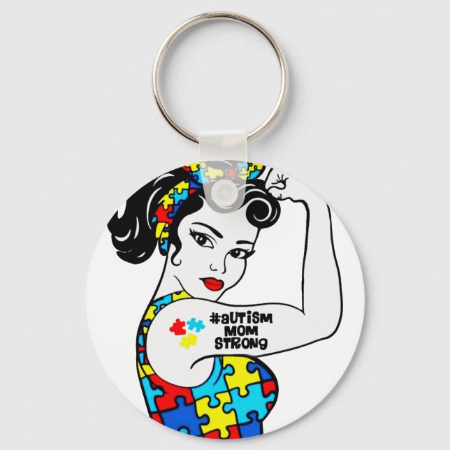 autism mom stron key ring (Front)