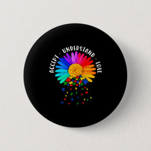 Autism Mom Support Floral Autism Awareness Daisy F 6 Cm Round Badge