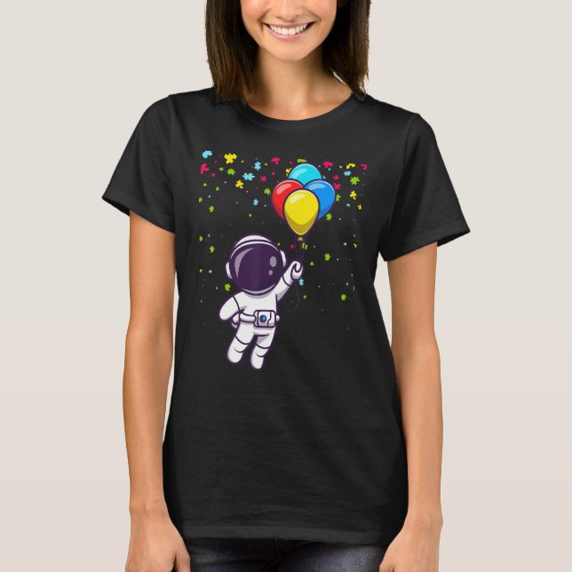 Autism Mom Teacher Youth Kids Astronaut Autism Awa T-Shirt (Front)