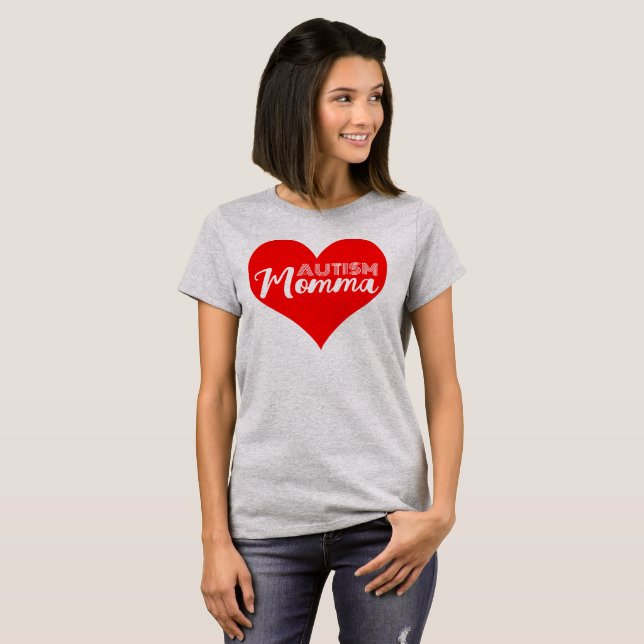 autism momma heart T-Shirt (Front Full)
