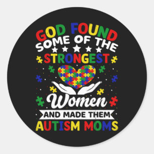 Autism Moms Strongest Women Puzzle Heart Colourful Classic Round Sticker