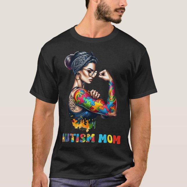 Autism Mum Autism Awareness Strong And Proud T-Shirt (Front)