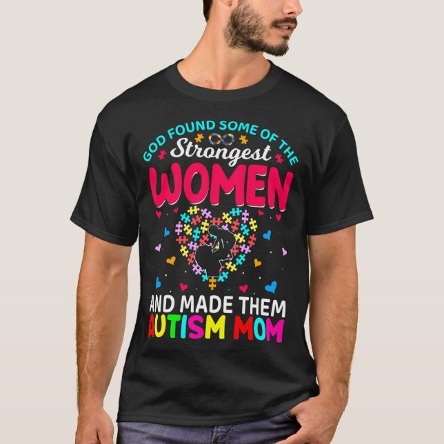 Autism Mum Autism Awareness Warriors Mama Motivati T-Shirt (Front)