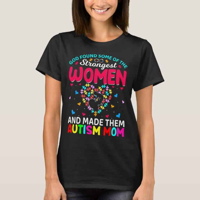 Autism Mum Autism Awareness Warriors Mama Motivati T-Shirt (Front)