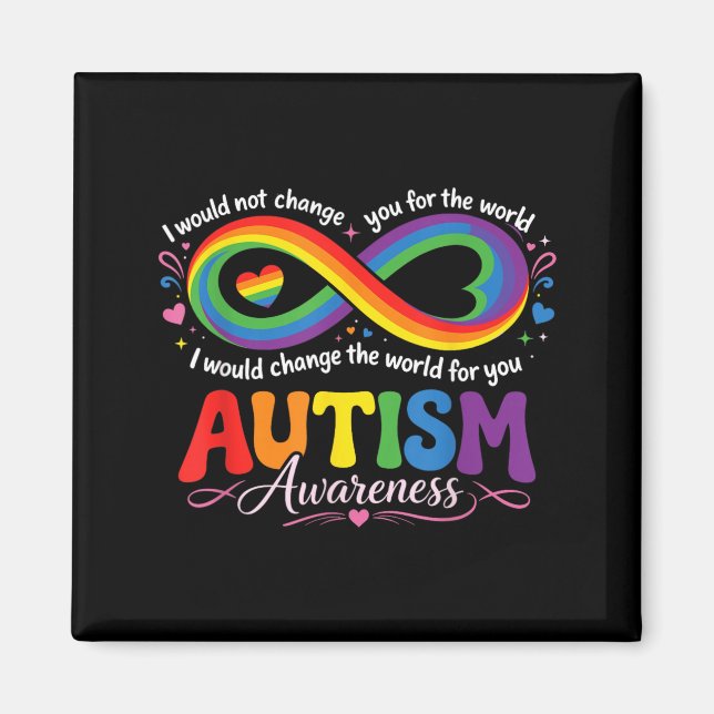 Autism Mum Awareness Rainbow Infinity Magnet (Front)