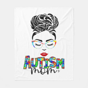 autism mum child messy bun awareness april and mot fleece blanket