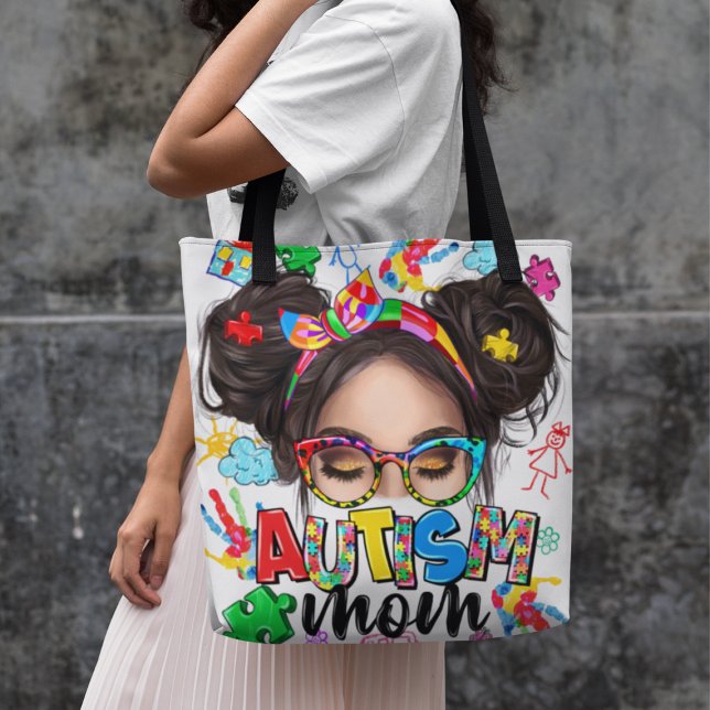 Autism Mum" Colourful Unconditional Love Tote Bag (Step out in style and make a statement with our "Autism Mom" Vibrant Advocacy Tote )