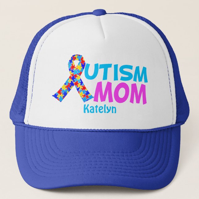 Autism Mum Cute Personalised Mother's Day Gift Trucker Hat (Front)