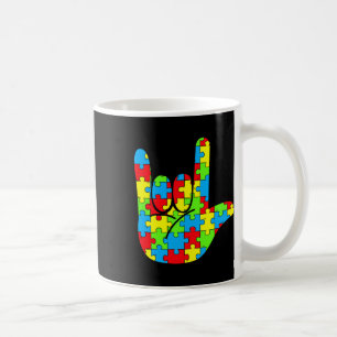Autism Mum Dad Asl Love Sign Language Autism Aware Coffee Mug