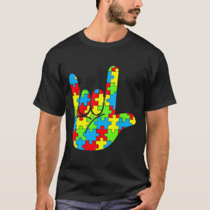 Autism Mum Dad Asl Love Sign Language Autism Aware T-Shirt