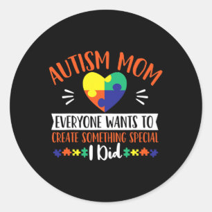 Autism Mum Disabilities Awareness Month Support Classic Round Sticker