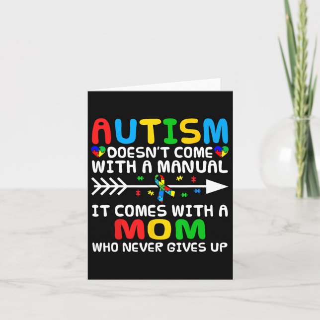 Autism Mum Doesn't Come With A Manual Autism Aware Card (Front)