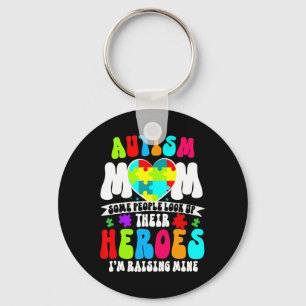 Autism Mum Groovy Heart Puzzle Autism Awareness He Key Ring