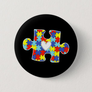 Autism Mum Heart Puzzle Piece Autism Awareness Tea 6 Cm Round Badge
