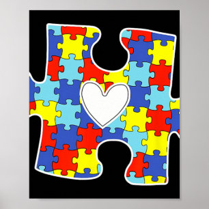 Autism Mum Heart Puzzle Piece Autism Awareness Tea Poster
