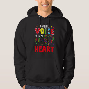 Autism Mum I Am His Voice He Is My He Autism Aware Hoodie