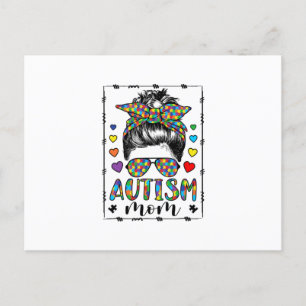 Autism Mum Life Messy Bun Bleached Mother’s Day Announcement Postcard