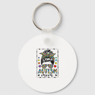 Autism Mum Life Messy Bun Bleached Mother’s Day Key Ring
