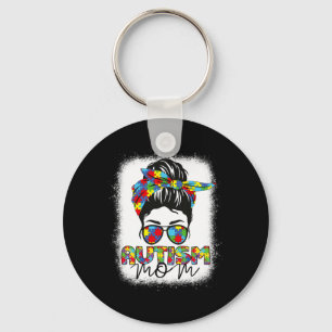 Autism Mum Life Messy Bun Bleached Mothers Day Aut Key Ring