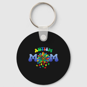 Autism Mum Life Sunflower Puzzle Piece Mothers Day Key Ring