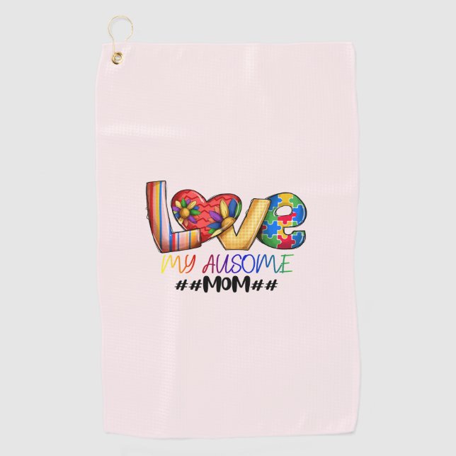 Autism Mum Love - Colourful Awareness Golf Towel (Front)