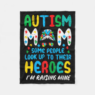 Autism Mum Messy Bun Raising Heroes ASD Awareness Fleece Blanket
