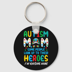 Autism Mum Messy Bun Raising Heroes ASD Awareness Key Ring