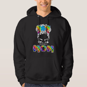 Autism Mum Messy Bun Sunglasses Bandanna Hoodie