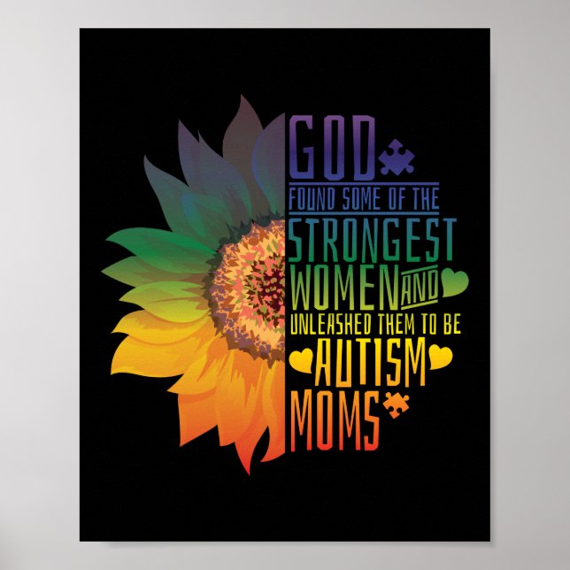 Autism Mum Mother Mama God Strongest Women Flower Poster (Front)