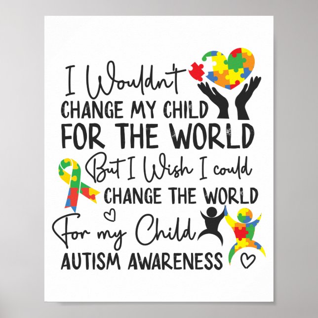 Autism Mum Mother Mama Wouldn't Change My Child Poster (Front)