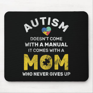 Autism Mum Never Gives Up Autism Awareness Autisti Mouse Pad