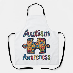 Autism Mum Puzzle Piece Coquette Bow Ribbon Autism Apron